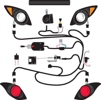 Ezgo Golf Cart Wiring Diagram on Light Package Includes Headlights Tail Lights Wiring Harness Horn Horn
